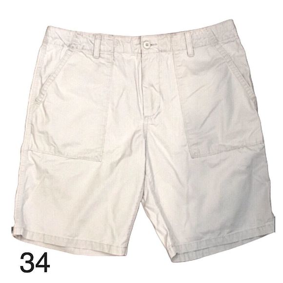 Khaki Mens Flat Front Shorts Size 34 - Picture 1 of 8